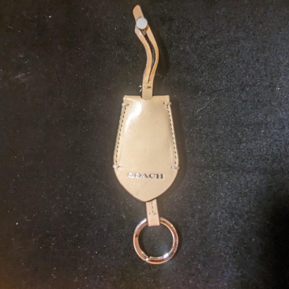 Coach Beechwood Tan Leather Clochette Keyring Fob Bag Charm